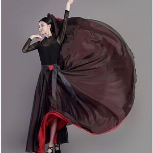 F2 Black Skirt with Red Contrast Hem — Women's Circle Skater